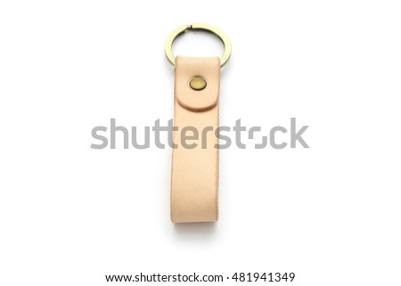Leather key chain isolated on white background