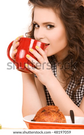 picture of young attractive woman in the kitchen