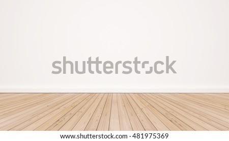 Oak wood floor with white wall Royalty-Free Stock Photo #481975369
