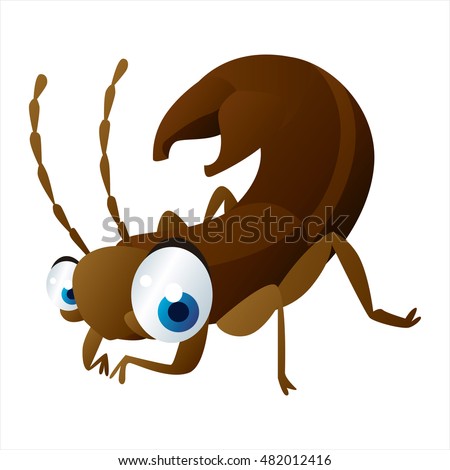 bright color cool cartoon illustration of insect. For logos or mascots. Earwig