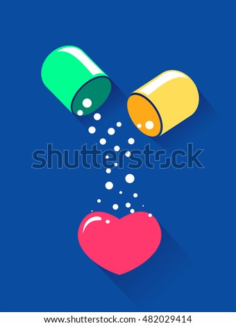 Vector Illustration of Open Capsule with Heart