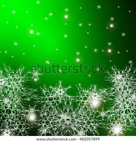 green color background for a Christmas card with falling snowflakes. vector illustration. graphic arts and design. a series of images for the new year and Christmas