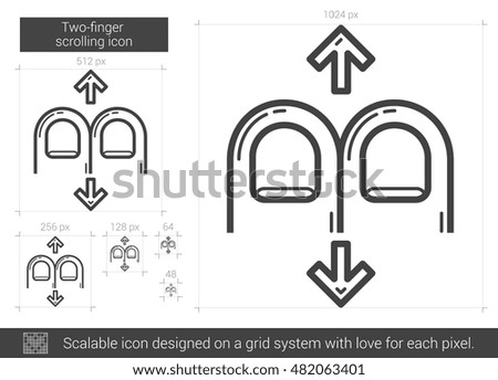 Two-finger scrolling vector line icon isolated on white background. Two-finger scrolling line icon for infographic, website or app. Scalable icon designed on a grid system.