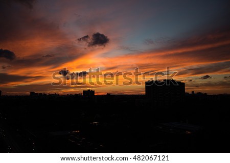 Sunset over West Toronto city
