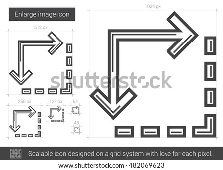 Enlarge image vector line icon isolated on white background. Enlarge image line icon for infographic, website or app. Scalable icon designed on a grid system.