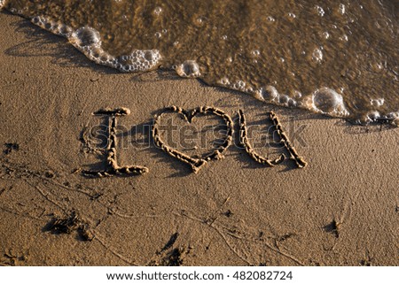 i love you on the sand