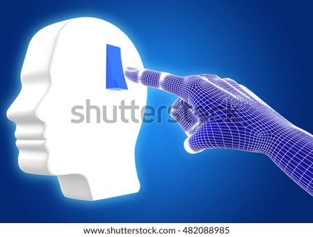 Hand Turn On the Thought Concept - 3d render