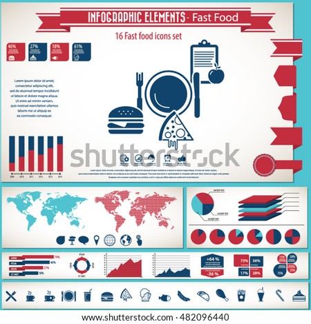 Fast food - infographic elements and icons set.