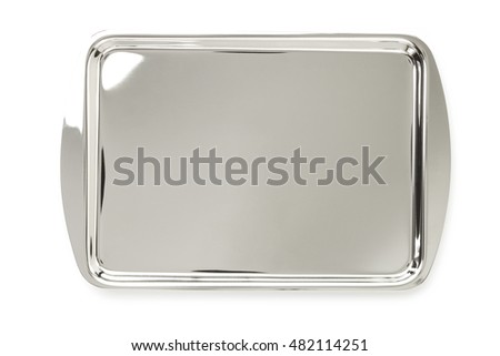 stainless tray isolated on white background Royalty-Free Stock Photo #482114251