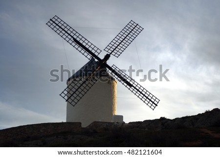 Consuegra, Toledo, windmills, places to grind grain that Don Quixote mistook for giants in the novel of the same name written by Cervantes,