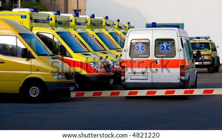 Ambulance cars at the parking lot