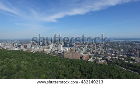 Aerial View of Montreal City Downtown During Summer 2016
