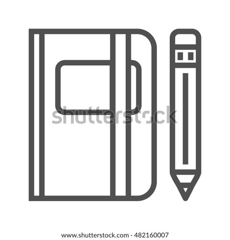 Sketchbook Thin Line Vector Icon Isolated on the White Background.
