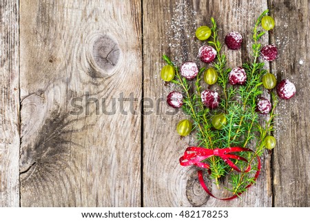 Abstract Christmas and New Year Background with Old Vintage Wooden Boards, Fir Branches Studio Photo