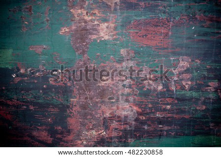 Green painted rusty metal texture