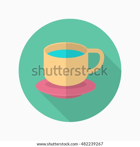 Coffee cup icon , Vector flat long shadow design.