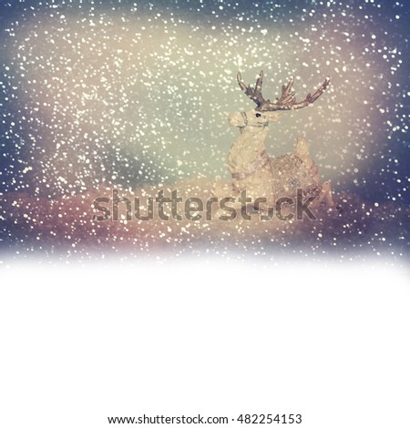 Reindeer toy. Christmas background