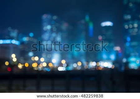 Abstract bokeh night garden in city background Royalty-Free Stock Photo #482259838