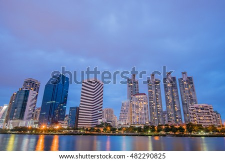 City Landscape from Benjakitti Park, Bangkok at Night