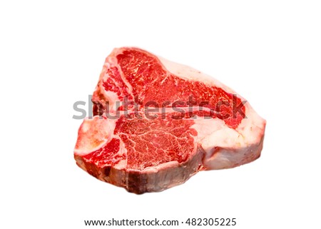 Beef steak porterhouse is on a white background. Insulated Royalty-Free Stock Photo #482305225