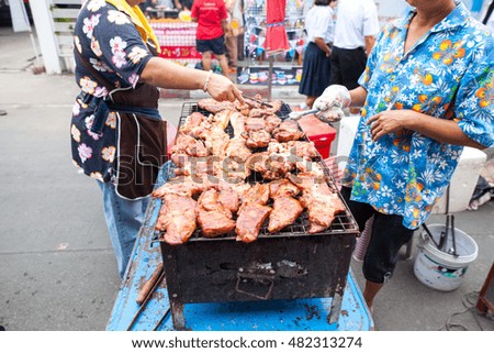 Grilled pork in street market 