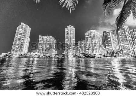 Tall buildings of Brickell Key, Miami.