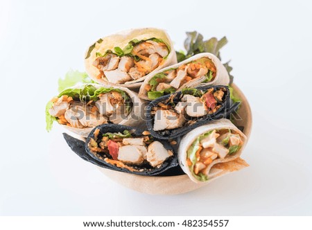 wrap salad roll on the table