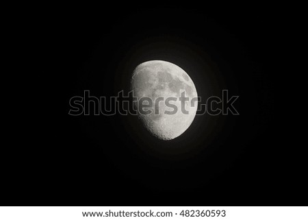 Half Moon in night sky. 