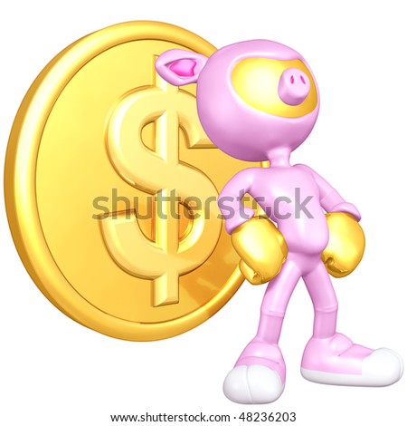 Mini Gold Guy Pig With Gold Coin