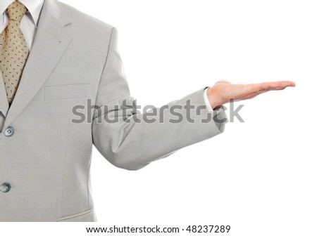 Businessman giving gesture isolated on white background