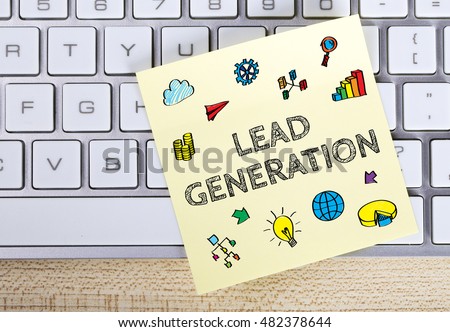 Lead Generation business concept on the sticky note pasted on the keyboard.