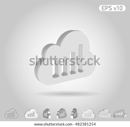 3d vector icon of symbol on white background with shadow. Include original view and different angles.