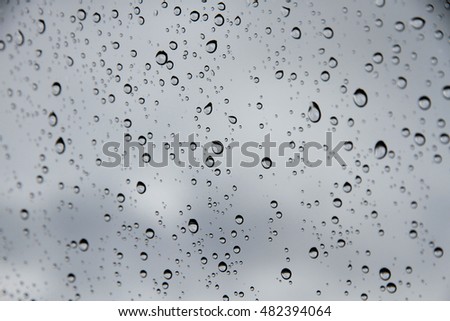 Water drops on glass rainy day background
