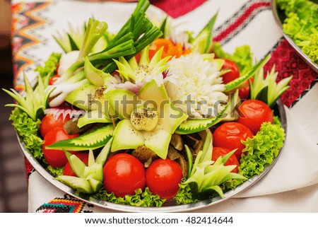 Delicious healthy colorful dish with vegetables. The concept of healthy food