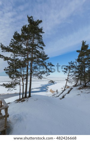 winter sea snow coast Baltic Sea Latvia Saulkrasti