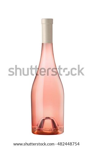 Rose wine bottle isolated on white Royalty-Free Stock Photo #482448754