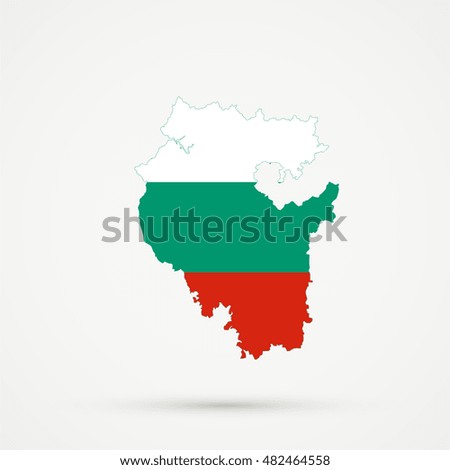 Bashkortostan map in Bulgaria flag colors, editable vector.



