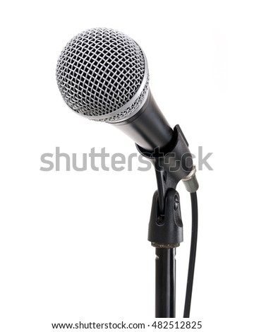 Microphone on stand contains clipping path
