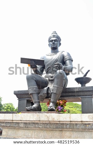 King Ramkhumhaeng the great monument.Sukhothai Historical park.Thailand