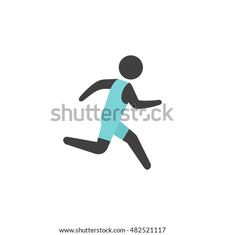 Running athlete icon in flat color style. Marathon triathlon competition Olympics Olympians sport