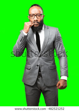 business black man silence gesture
