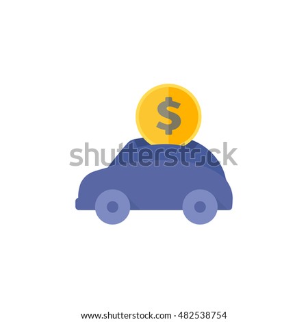 Car piggy bank icon in flat color style. Saving kids banking car automotive automobile