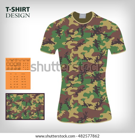 T-shirt graphic design with camouflage pattern.Vector illustration.