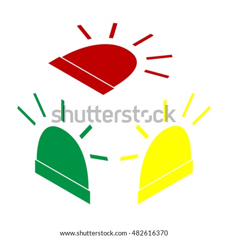 Police single sign. Isometric style of red, green and yellow icon.
