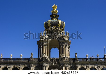 The Crown Gate of the Zwinger Palace in the city of Dresden, Saxony, Germany.