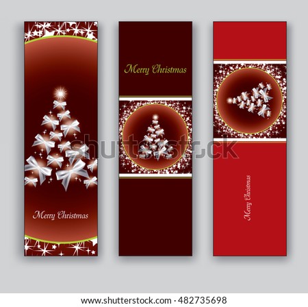 Christmas Banners or Bookmarks. Red Sparkly Design.