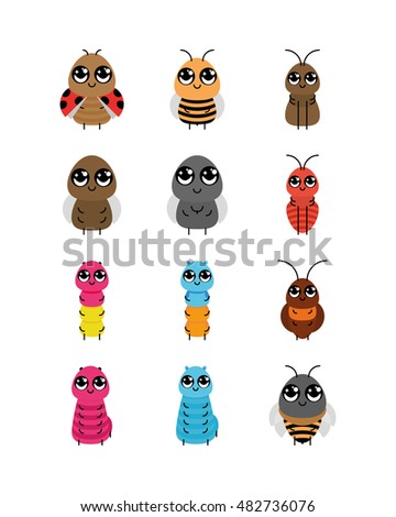 Set of insects on white background, Vector illustration