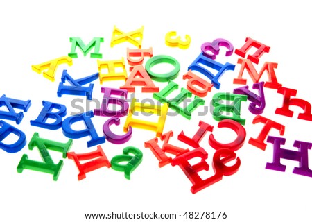 object on white - toy plastic letters