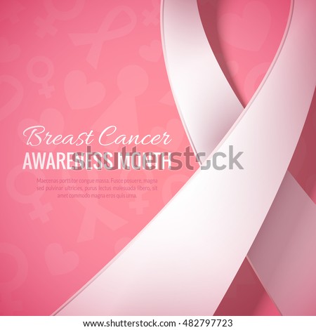 Breast Cancer October Awareness Month Campaign Background with paper girl silhouette and pink ribbon symbol. Women health vector design