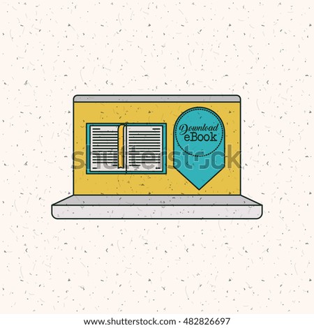 Ebook and laptop icon. Technology gadget digital and downloads theme. Colorful design. Vector illustration